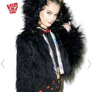 Dollskill x 24hrs shaggy crop monster jacket